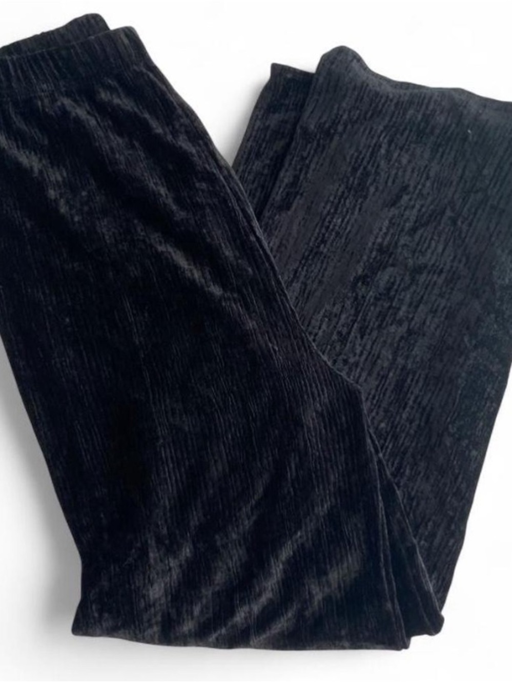 ALAND Black Crushed-Texture Pants